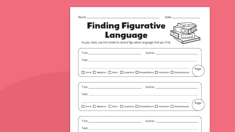 Finding Figurative Language Worksheet Flat lay of finding figurative language worksheet