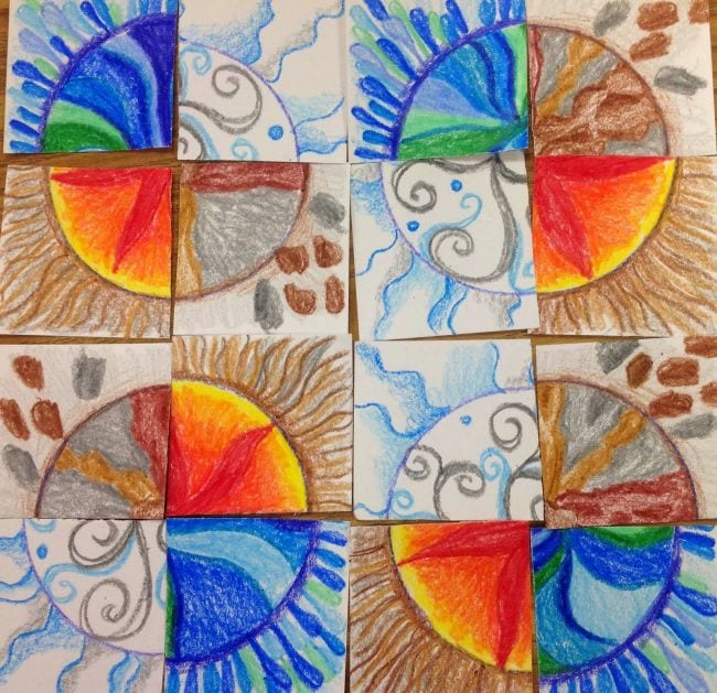Fourth Grade Art Kandinsky Circles Four different patterned circles, split into quarters and reassembled (Fourth Grade Art Projects)