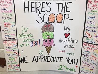 school-lunch-poster poster that reads here's the scoop we appreciate you