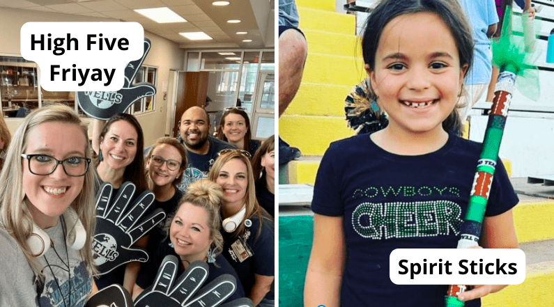 A collage of two images that show school spirit ideas