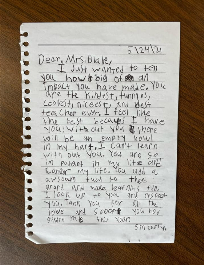 teacher-thank-you-notes-brooke-b This is one of the sweetest teacher thank-you notes! Brooke B. shared this message from a student who wanted to let her know how much she's changed their life. - Thank you note to teacher