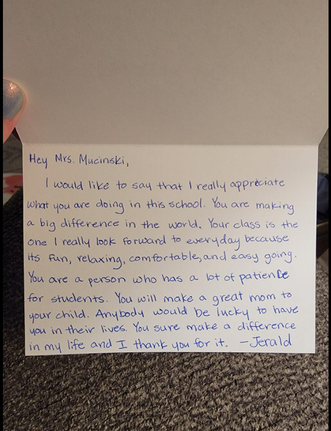 teacher-thank-you-notes-tori-m Tori M.'s student let her know that her patience and dedication in the classroom are "making a big difference in the world." Isn't that the best thing you could say to a teacher?!