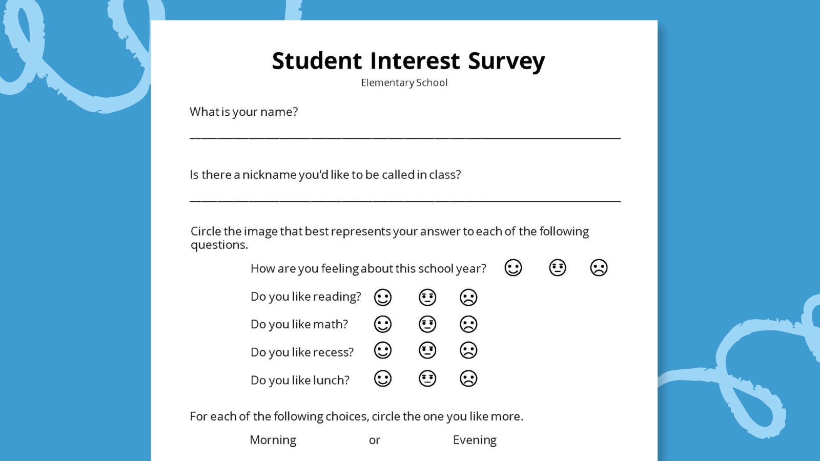 Free Student Interest Survey: Get To Know Your Class Image of the elementary level student interest survey