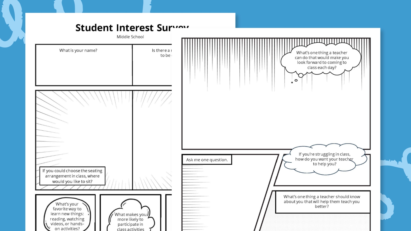 Free Student Interest Survey: Get To Know Your Class Image of the middle school version of the student interest survey