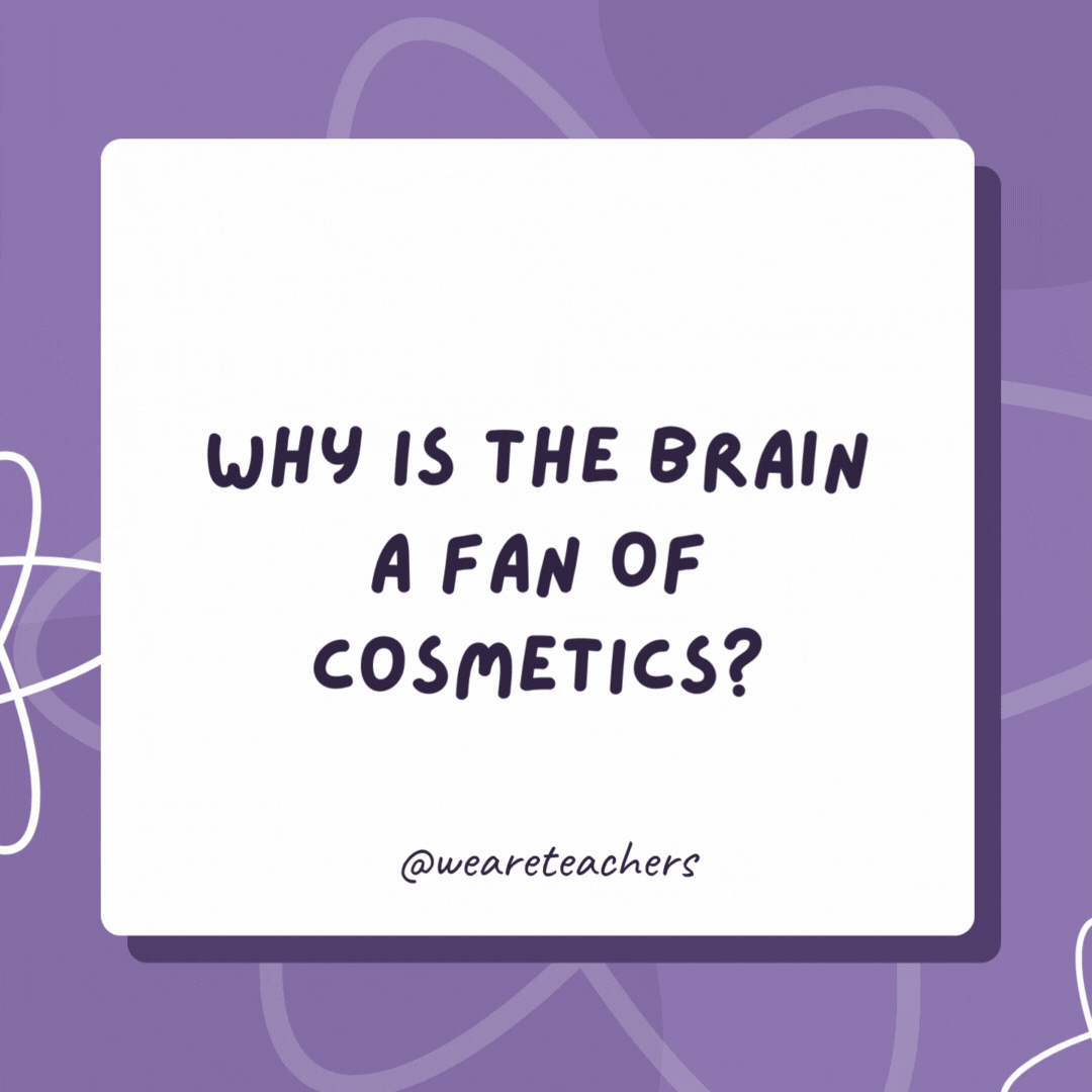 Why is the brain a fan of cosmetics? It helps to “make up” its mind! Why is the brain a fan of cosmetics?
It helps to