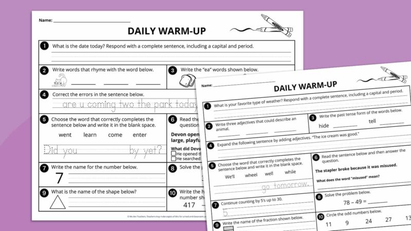 2nd Grade morning work pages