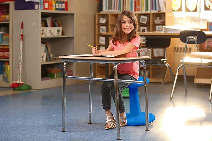 Image of young female student sitting on a wobble stool