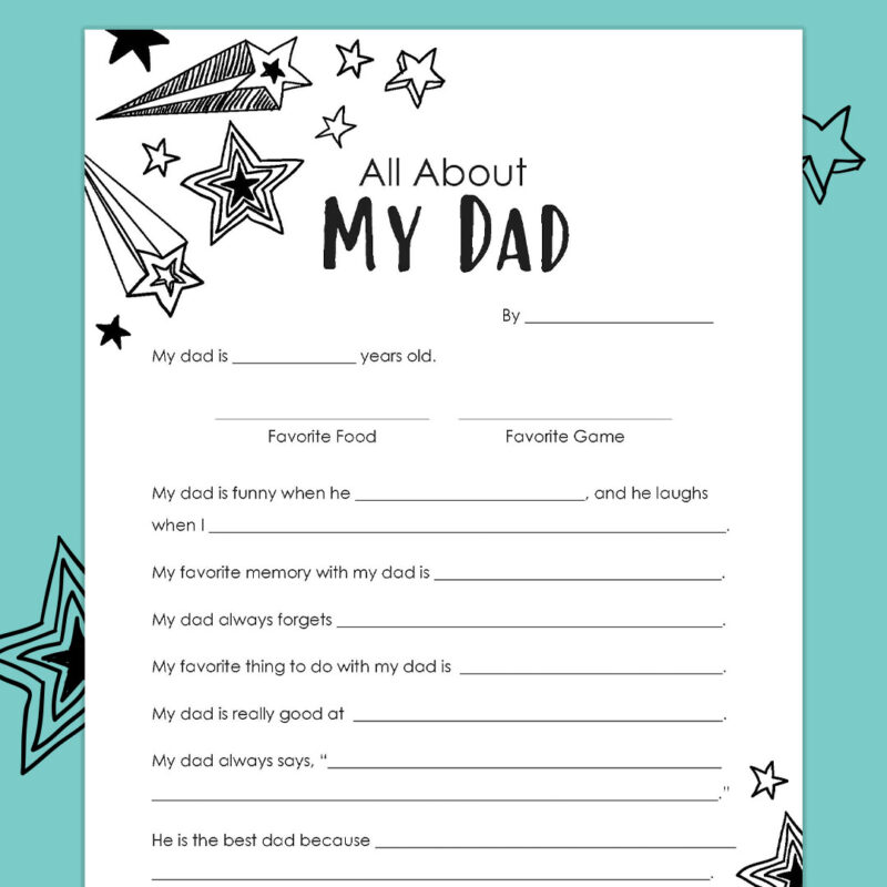 Fathers Day Printable father's day questionnaire example