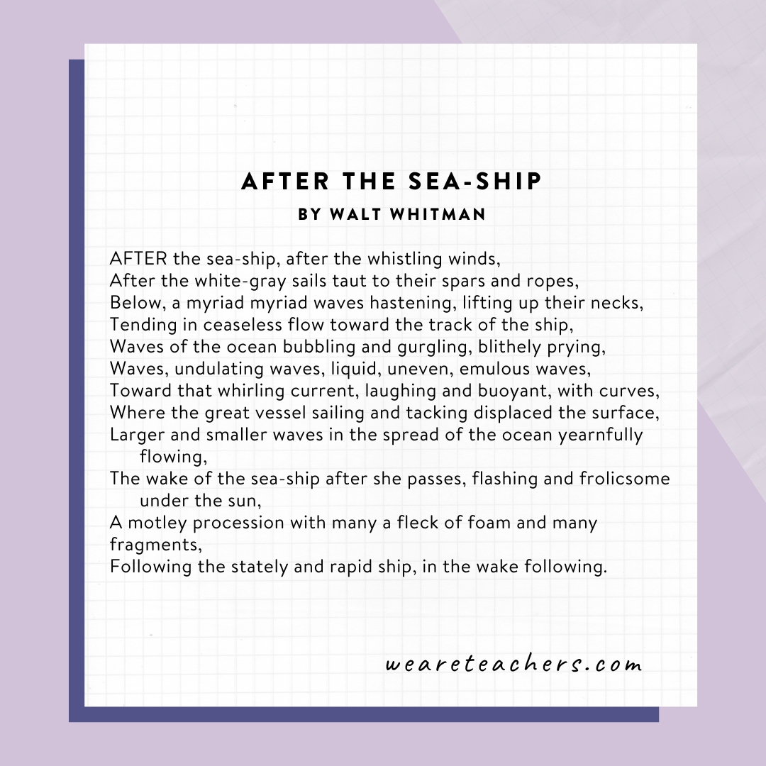 Free-Verse Poems 2 After the Sea-Ship by Walt Whitman.