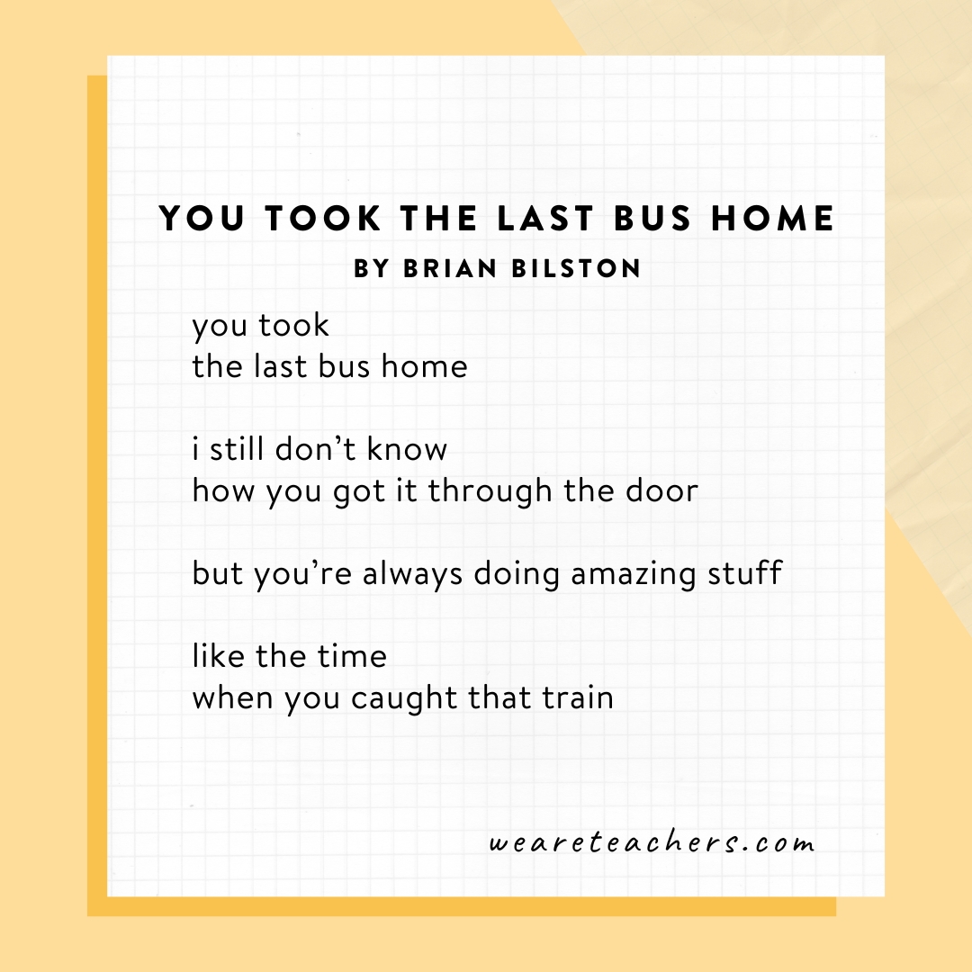 Free-Verse Poems 3 You Took the Last Bus Home by Brian Bilston.