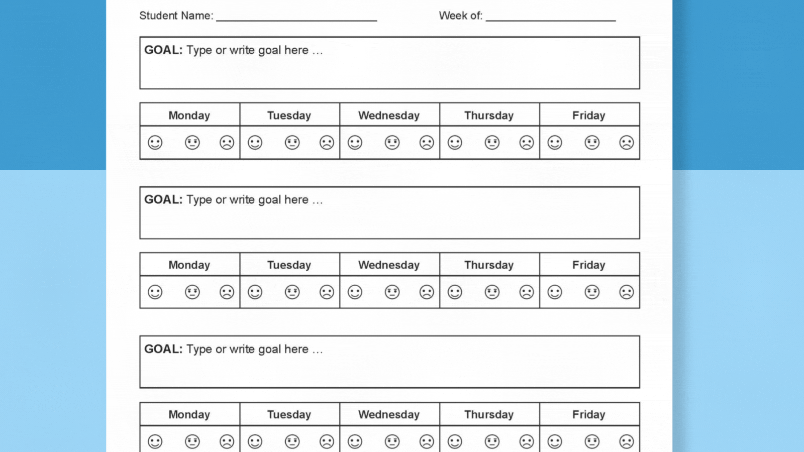 Free IEP goal bank and tracking sheets.