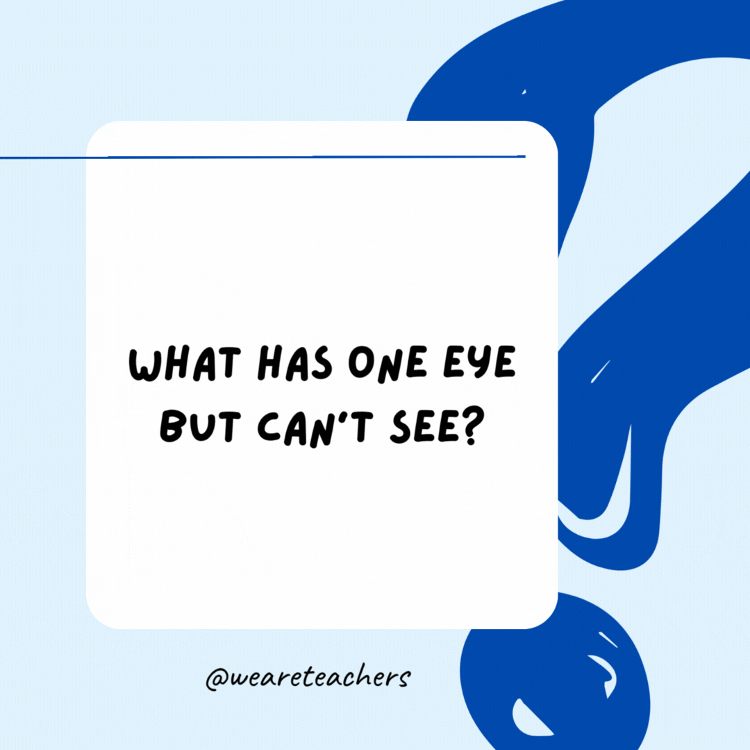 What has one eye but can't see?

A needle.-Riddles for Kids