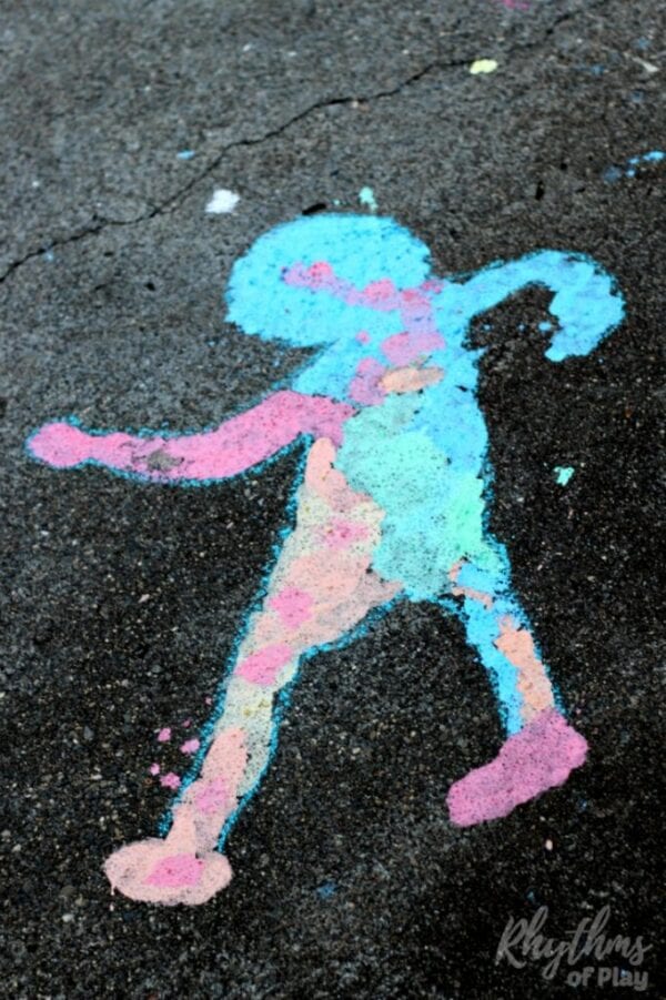 Shadow Art Child's shadow colored in with chalk paint