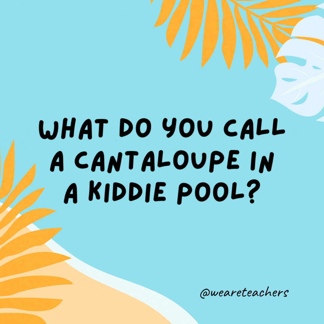 38 Super Silly Summer Jokes for Kids What do you call a cantaloupe in a kiddie pool? A watermelon. -funny summer jokes for kids