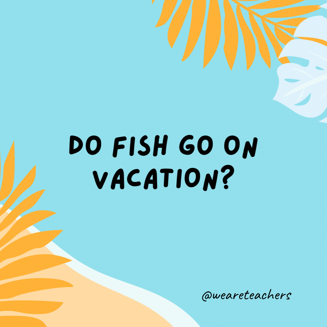 38 Super Silly Summer Jokes for Kids Do fish go on vacation? No, because they’re always in school.