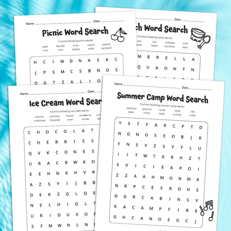 Easy Summer Word Search Puzzles Easy Summer Word Search Puzzles