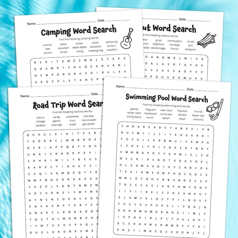 Medium Summer Word Search Puzzles Medium Summer Word Search Puzzles