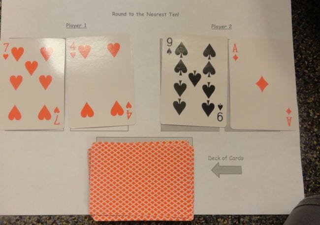 Third Grade Math Games Adventures in Third Grade Four playing cards laid out in pairs, with a pile of face-down cards