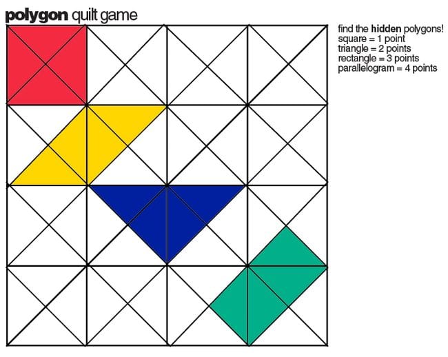Third Grade Math Games E is for Explore Grid of triangles with some colored in