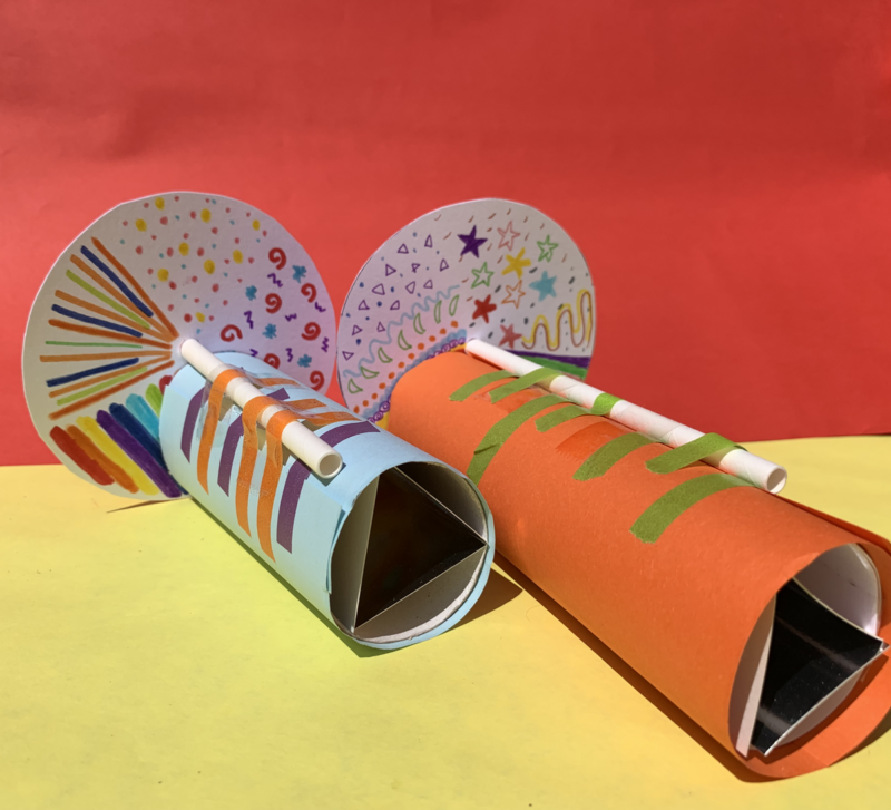 kids-kaleidoscope A colorful DIY kaleidoscope made from cardboard as an example of summer crafts for kids