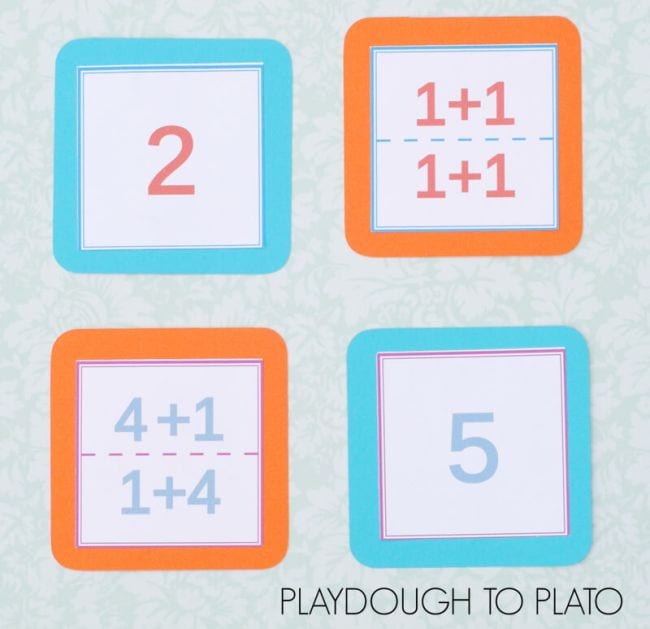 memory-game memory cards with numbers and addition problems on them