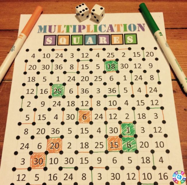 multiplication-squares-2 game of multiplication squares with multiplication problems and squares filled in