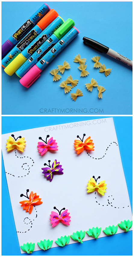 noodle-butterflies-craft-for-kids Beautiful Butterflies made from farfalle noodles