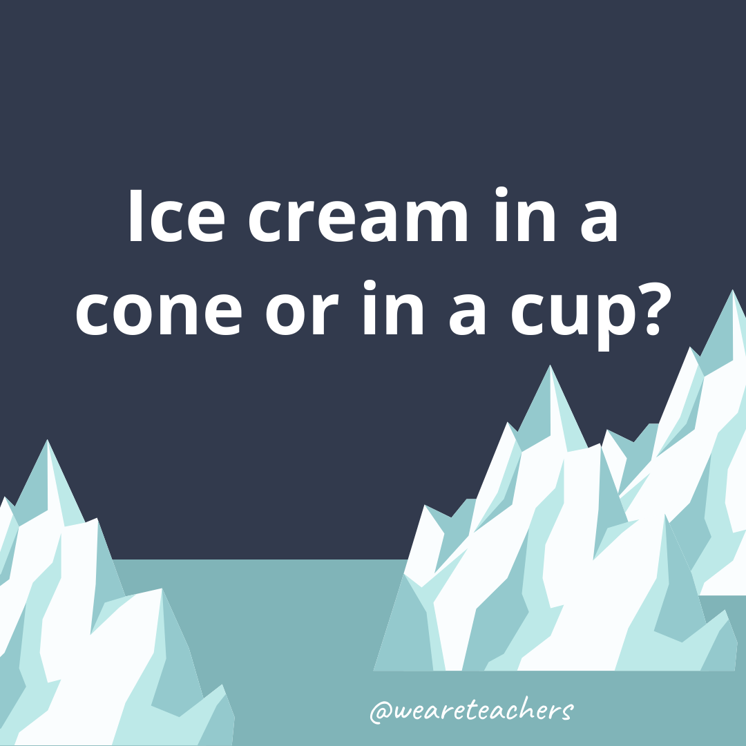 Ice cream in a cone or in a cup? Ice cream in a cone or in a cup?- fun icebreaker questions
