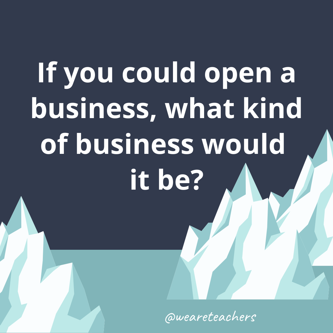 If you could open a business, what kind of business would it be? If you could open a business, what kind of business would it be?- fun icebreaker questions