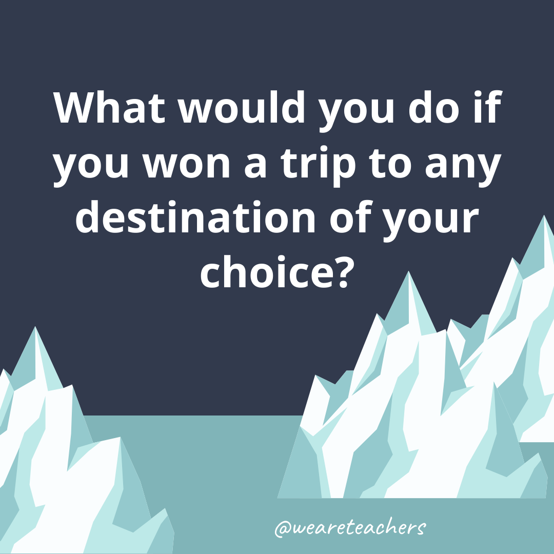 What would you do if you won a trip to any destination of your choice? What would you do if you won a trip to any destination of your choice?- fun icebreaker questions