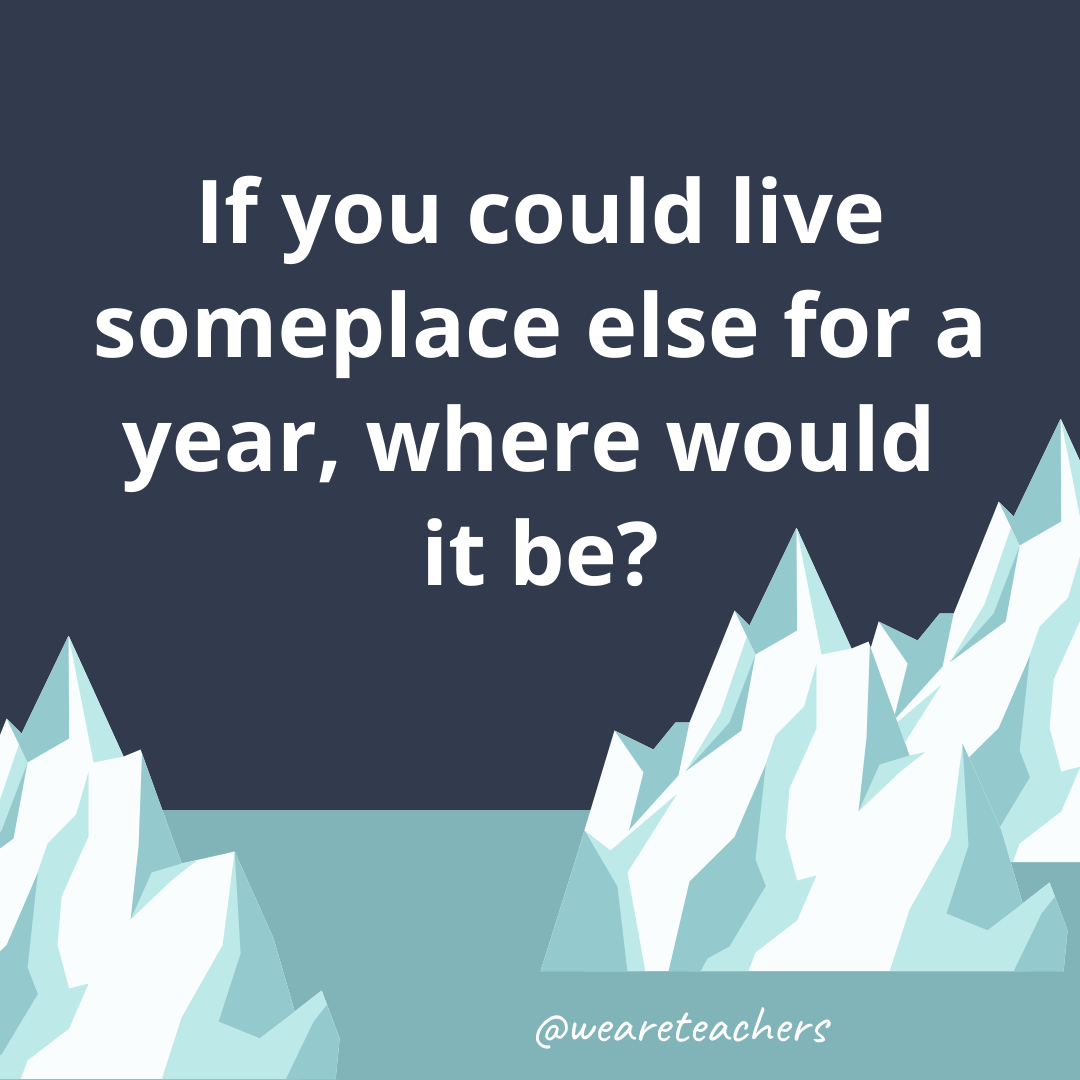 If you could live someplace else for a year, where would it be? If you could live someplace else for a year, where would it be?