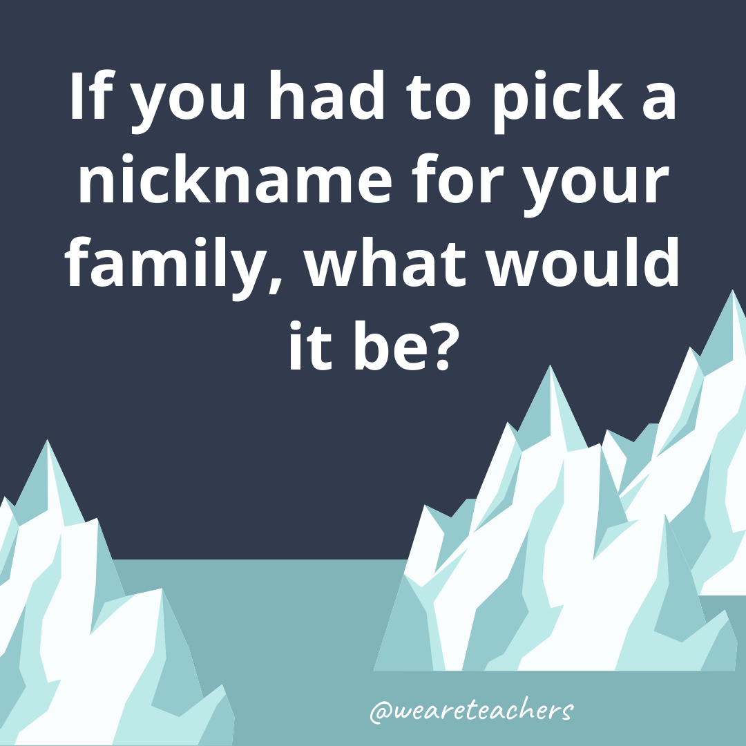 If you had to pick a nickname for your family, what would it be? If you had to pick a nickname for your family, what would it be?