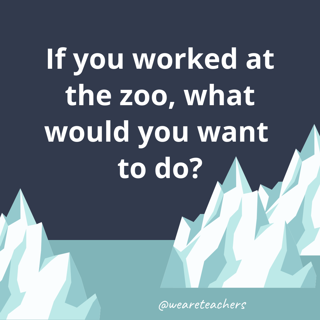 If you worked at the zoo, what would you want to do? If you worked at the zoo, what would you want to do?- fun icebreaker questions