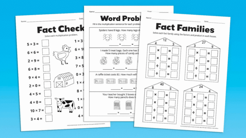 fact-families multiplication printables for. classroom procedures