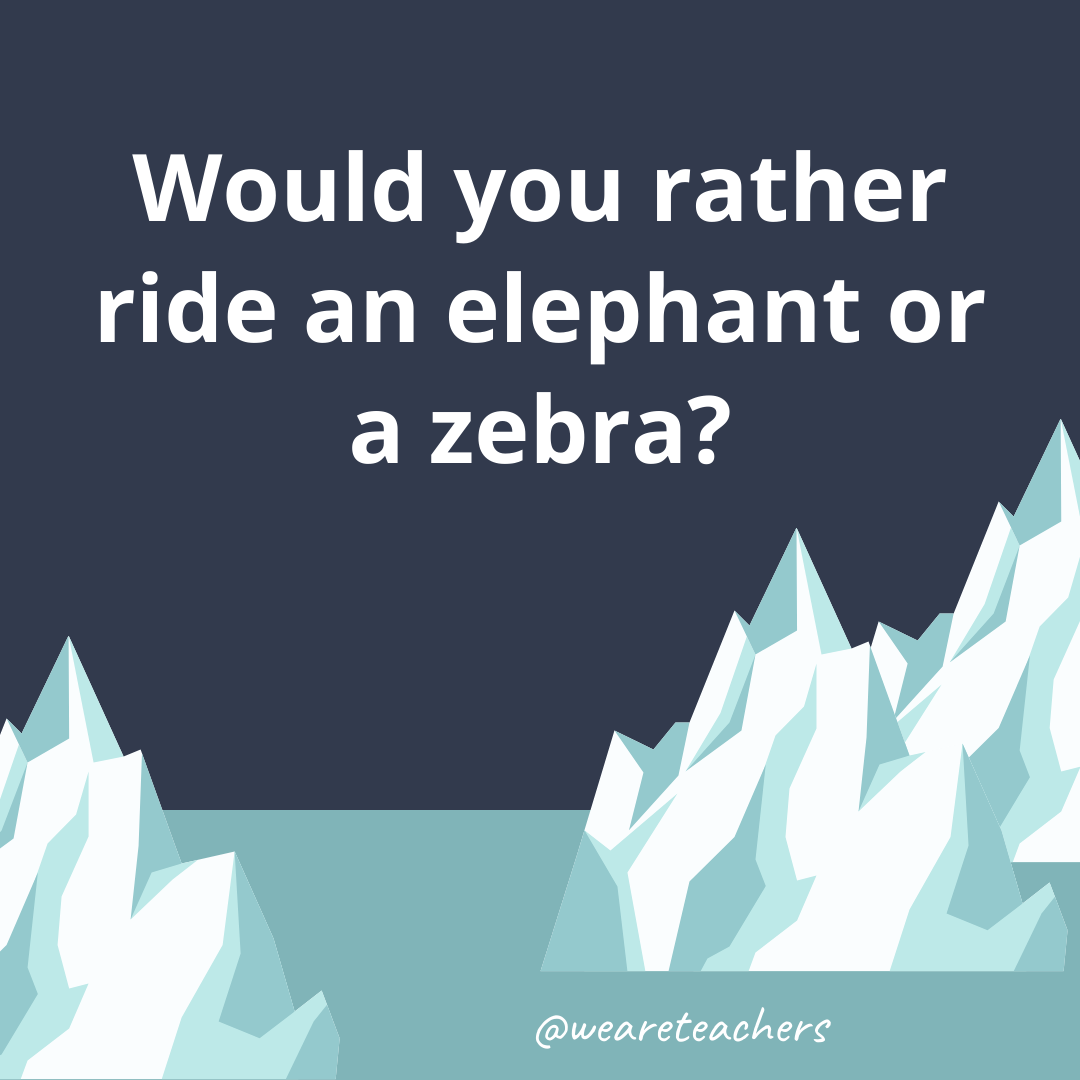 Ride an elephant or a zebra? Ride an elephant or a zebra?