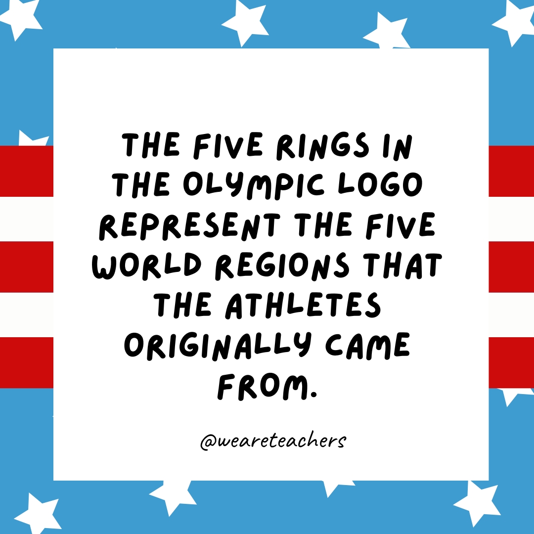 The five rings in the Olympic logo represent the five world regions that the athletes originally came from.