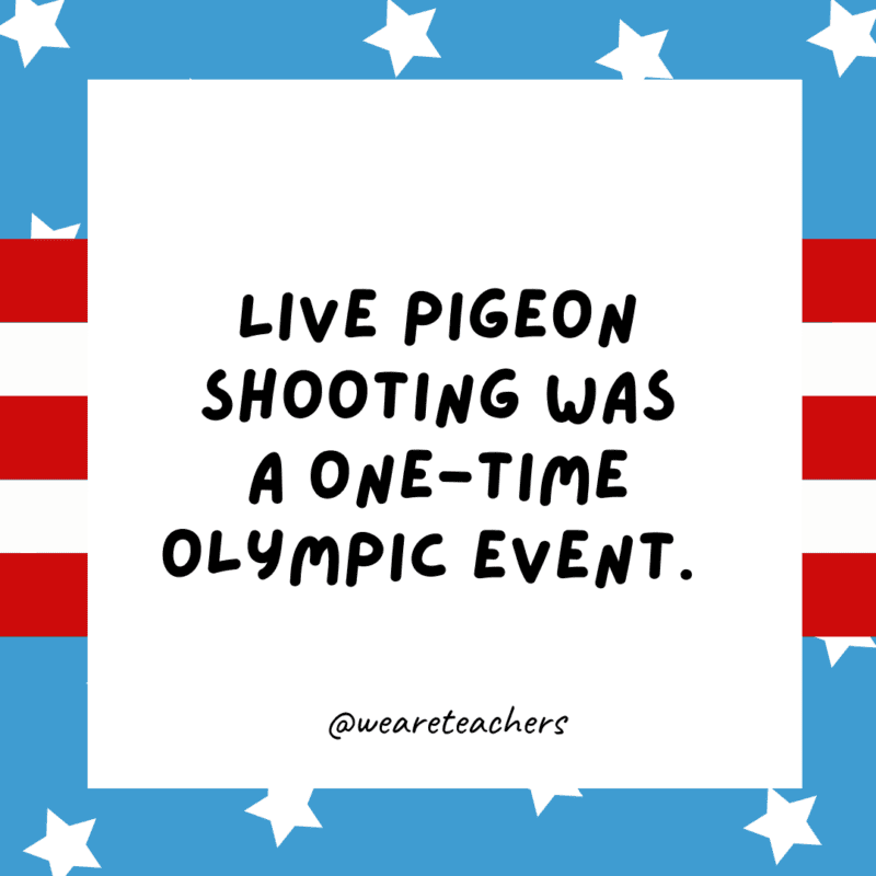 Olympics facts for kids: Live Pigeon Shooting was a one-time Olympic event.