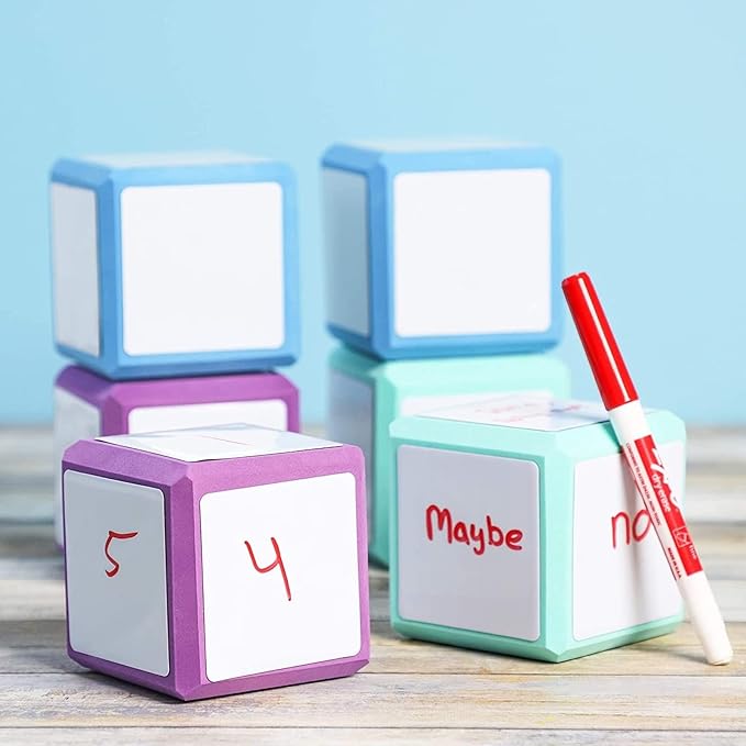 dry-erase-dice dry erase dice with dry erase marker for teacher hack