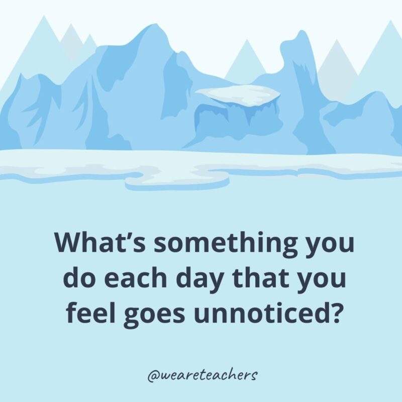 What’s something you do each day that you feel goes unnoticed? What’s something you do each day that you feel goes unnoticed?