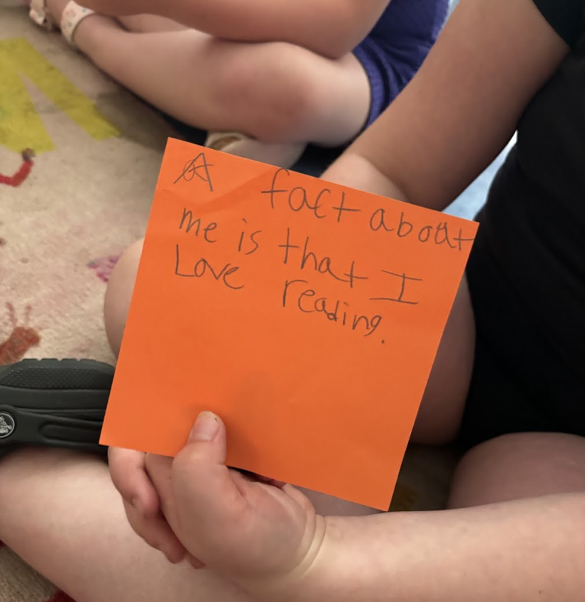 find-me Fun fact written on sticky note