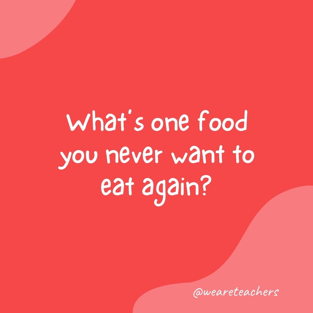 Morning Meeting 5 Morning meeting question: What's one food you never want to eat again?