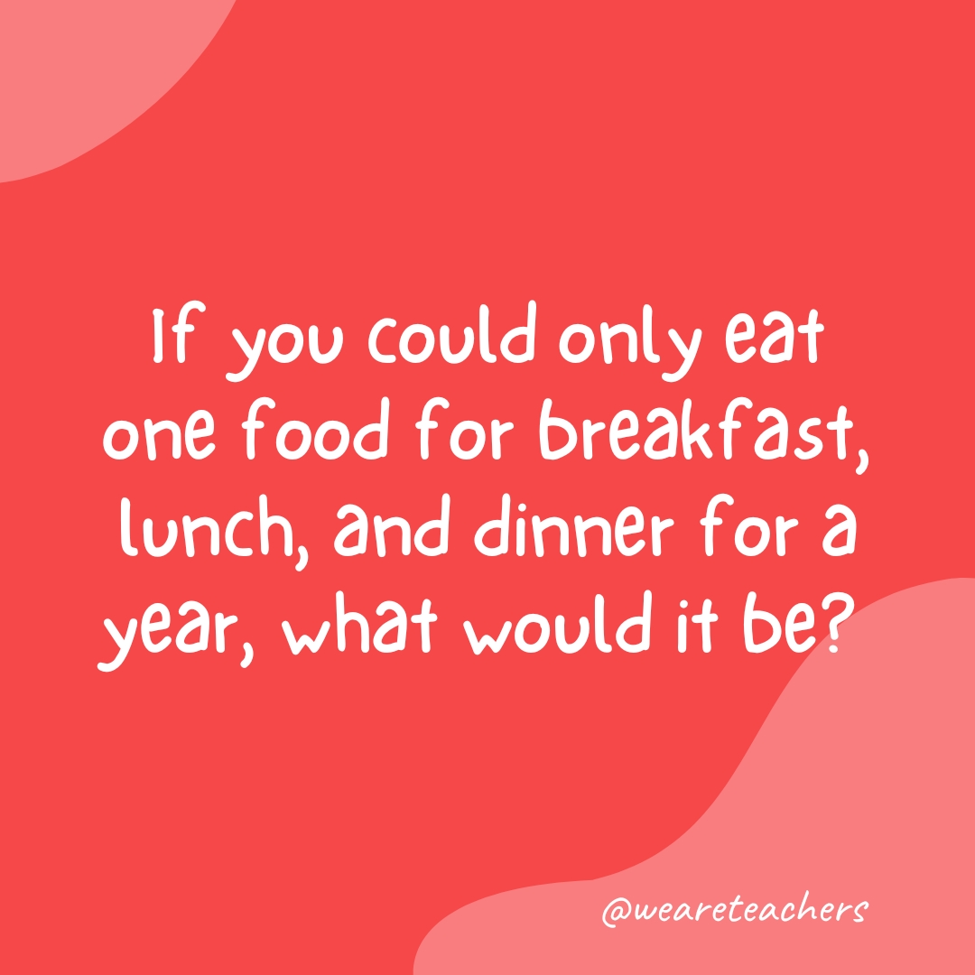 Morning-Meeting-13-1 If you could only eat one food for breakfast, lunch, and dinner for a year, what would it be?
