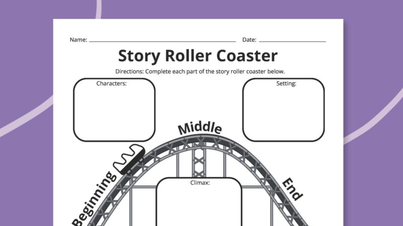 Printable story roller coaster worksheet.