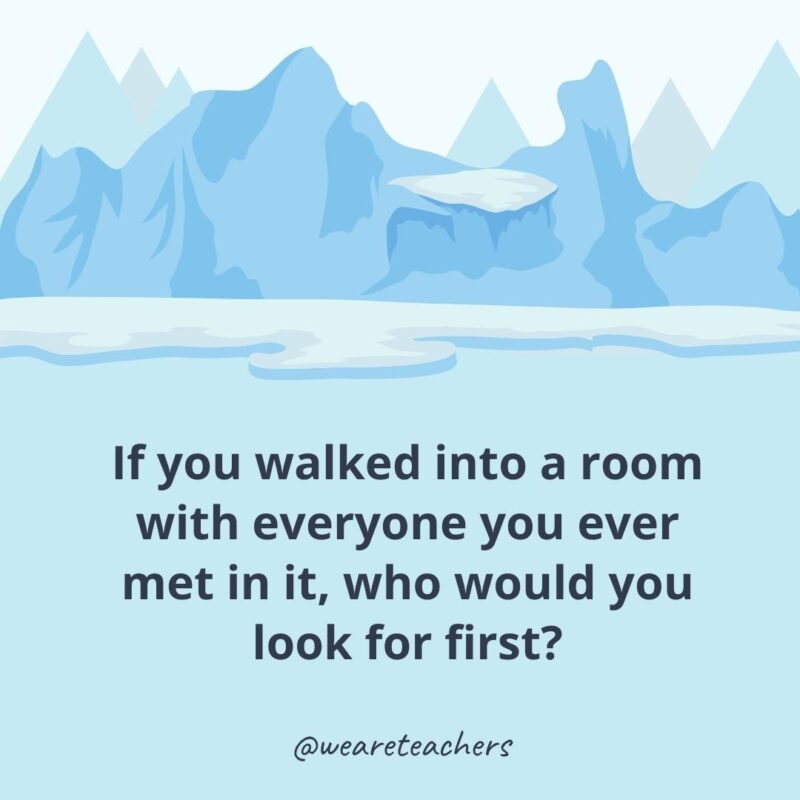 If you walked into a room with everyone you ever met in it, who would you look for first? If you walked into a room with everyone you ever met in it, who would you look for first?- icebreaker questions for adults