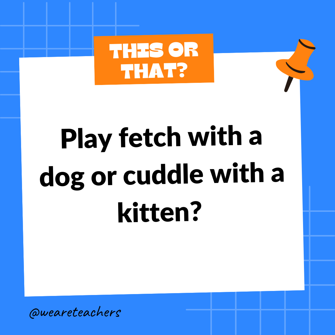 Play fetch with a dog or cuddle with a kitten? Play fetch with a dog or cuddle with a kitten? - this or that questions