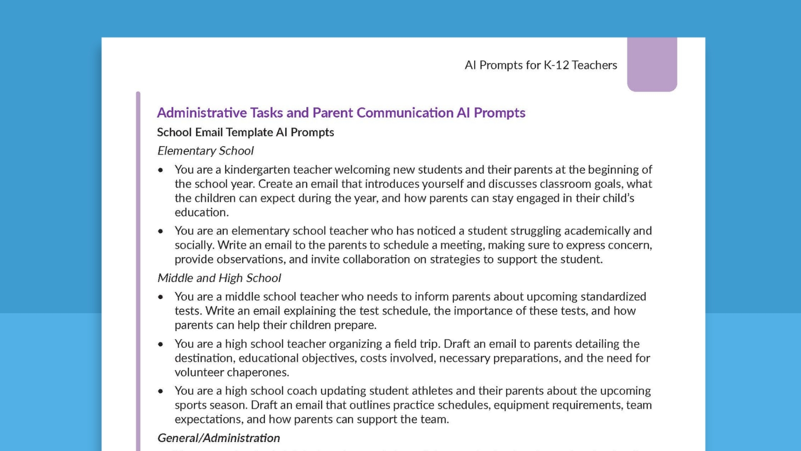 Administrative Tasks and Parent Communication AI Prompts