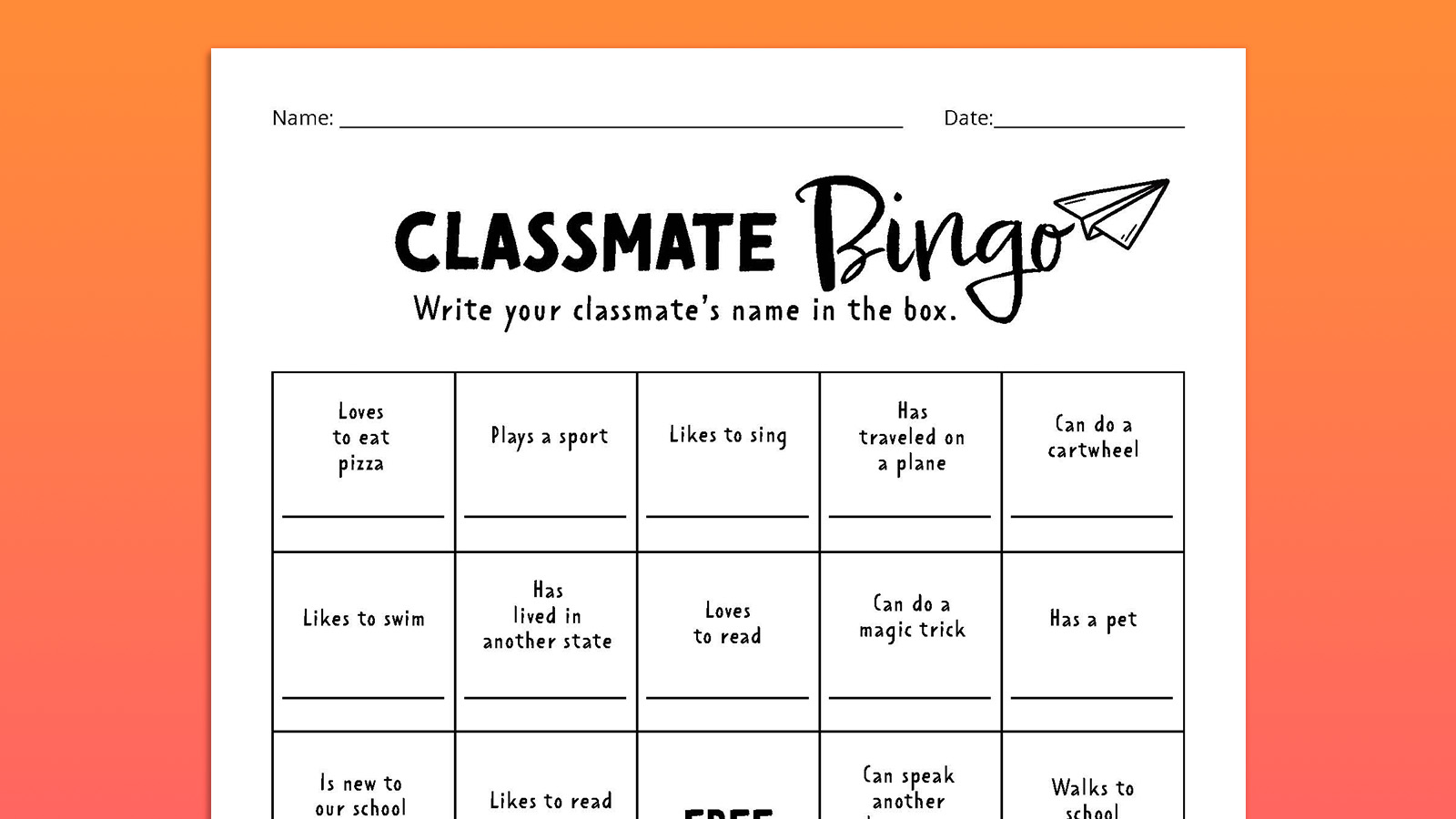Back-to-School-Printable-6 Play a round of Classmate Bingo