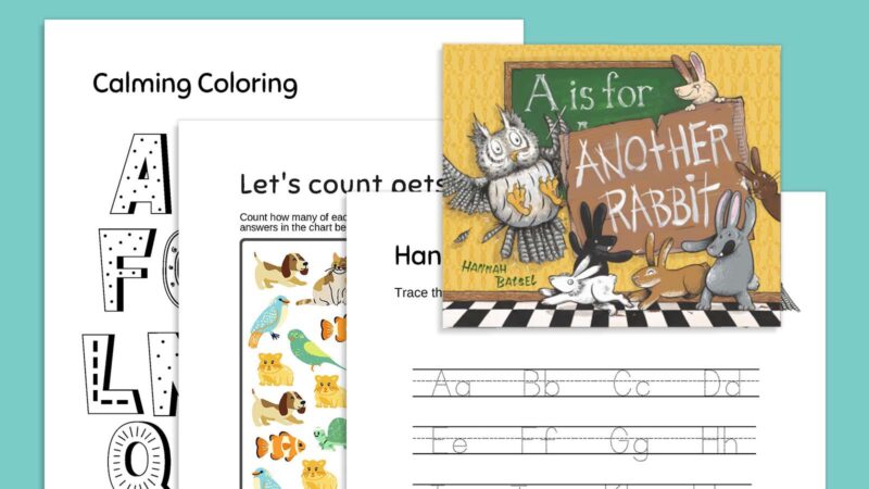 A-is-for-Rabbitlearner-read-aloud-activities A Is for Another Rabbit book cover and read aloud activitites
