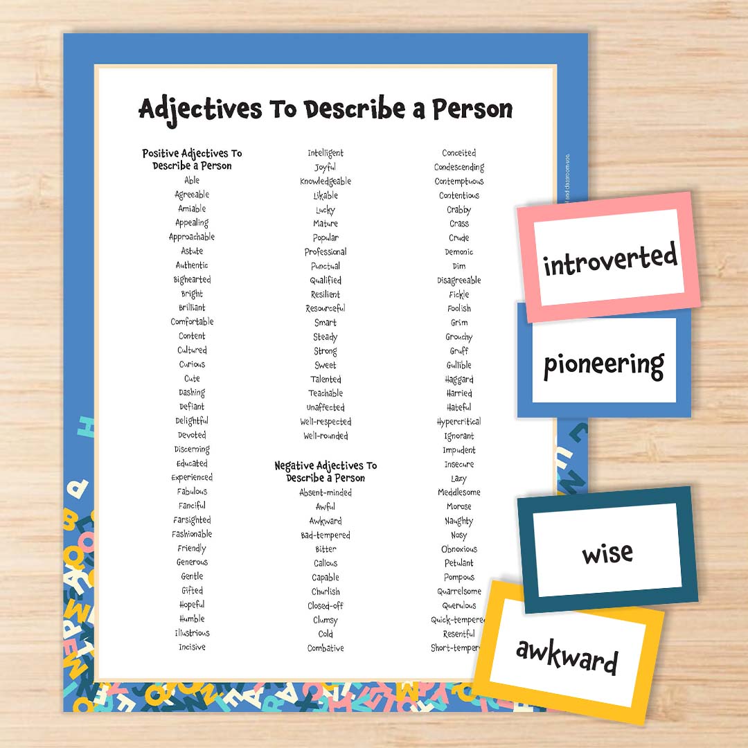 Adjectives to Describe a Person Word List Square 2