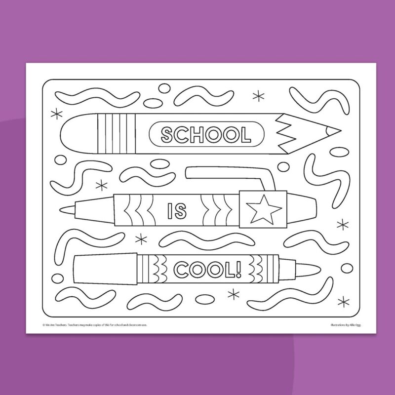 School is cool coloring page